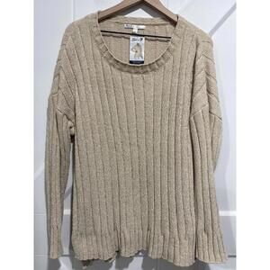 Seven7 Chenille Rib Pullover Sweater XL Beige